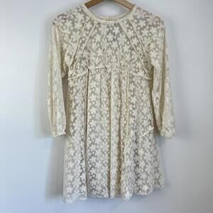 Brand New Zara Junior's Size 13-14 White Guiperre Lace 3/4 Sleeve Dress Mini